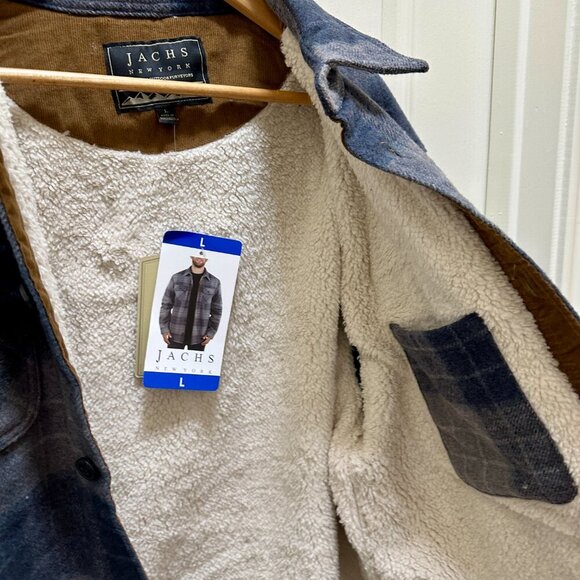 Jachs New York Men's Wool Blend Sherpa Lined Jacket Size L Plaid Warm NEW - Picture 5 of 16